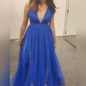 *Royal Blue Tulle Ball Gown Dress
